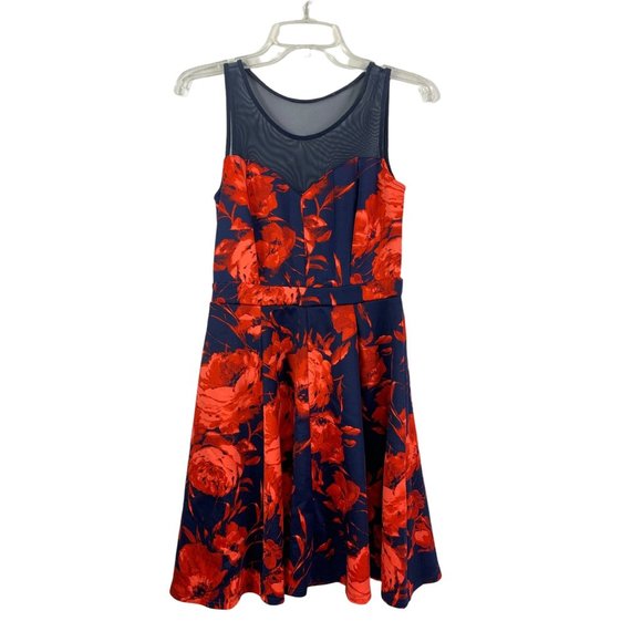 En Focus Studio Dresses & Skirts - En Focus Studio Women's Red & Navy Blue Floral Dress